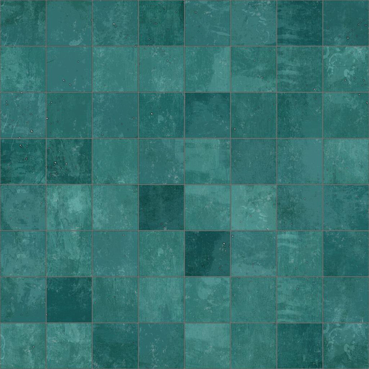 Hand Painted Teal Tiles seamless PBR texture preview