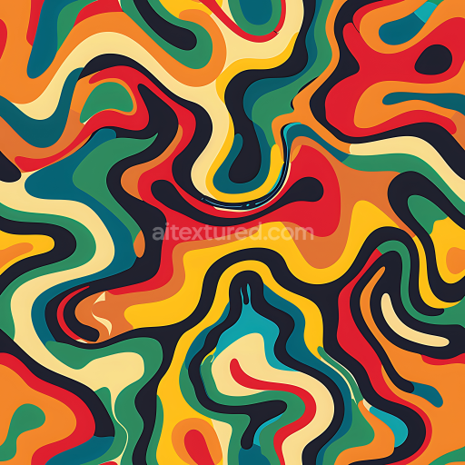 Seamless 3D Stylized Camouflage PBR Texture with Vibrant Organic Shapes