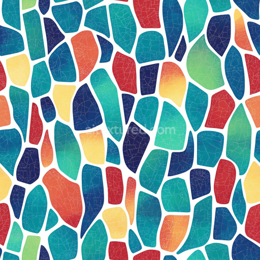 Seamless 3D Mosaic PBR Texture with Colorful Cracked Ceramic Tiles texture preview