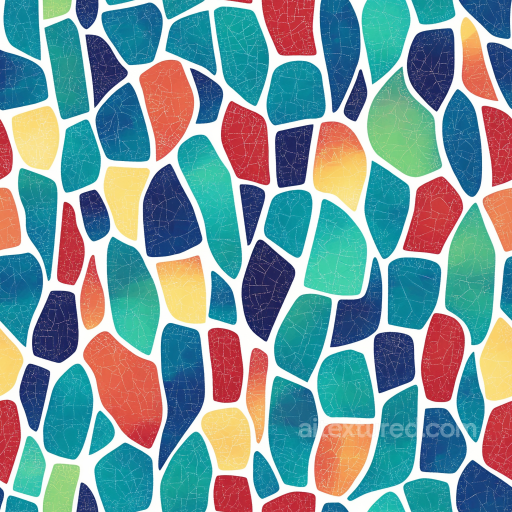Mosaic PBR Texture with Colorful Cracked Ceramic Tiles seamless Mosaic PBR texture