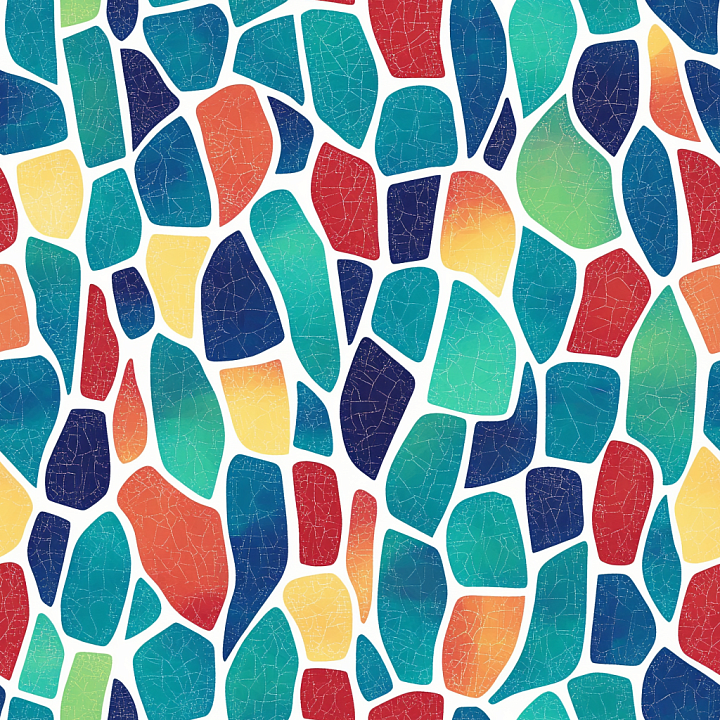 Mosaic with Colorful Cracked Ceramic Tiles seamless PBR texture preview