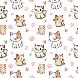 Pattern Bundle - Seamless 3D Pattern PBR Texture Featuring Cute Cartoon Cats and Pink Hearts texture preview