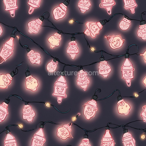 Seamless 3D PBR Texture of Christmas Light String with Cartoon Faces
