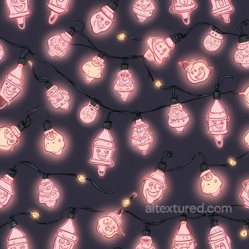 All Christmas Digital paper Texture of Christmas Light String with Cartoon Faces seamless All Christmas Digital paper PBR texture