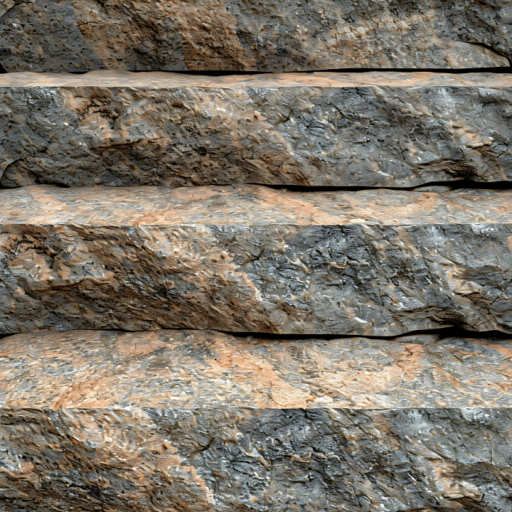 Layered Rocky Cliff Stone with Natural Weathering and Earthy Tones seamless PBR texture preview