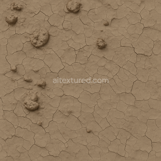 Seamless 3d texture pbr 8k of muddy floodplain mud with muddy deposits and mud clumps