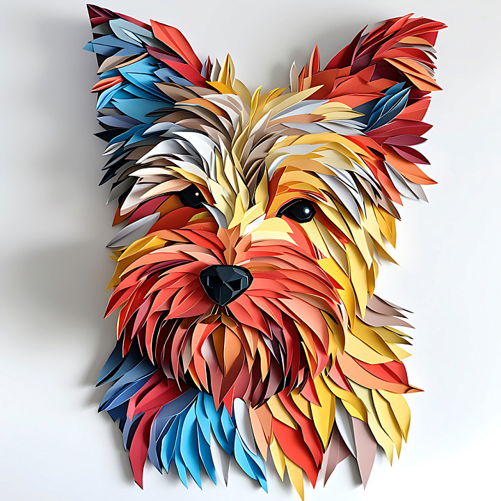 Animal of Vibrant Cairn Terrier Origami Fur Pattern seamless PBR texture preview