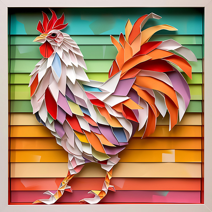 Featuring Origami-Style Colorful Chicken Feathers seamless PBR texture preview