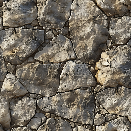 Seamless 3D Weathered Stone Wall PBR Texture with Rough Cracked Surface