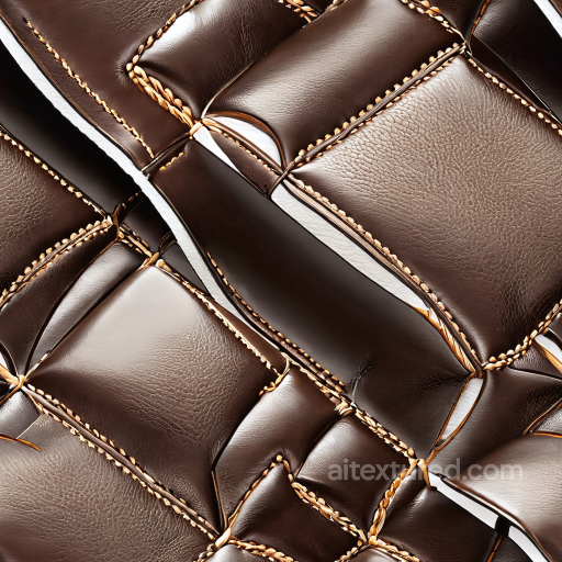 Quilted Dark Brown Leather PBR Texture with Fine Grain and Detailed Stitching seamless Leather PBR texture