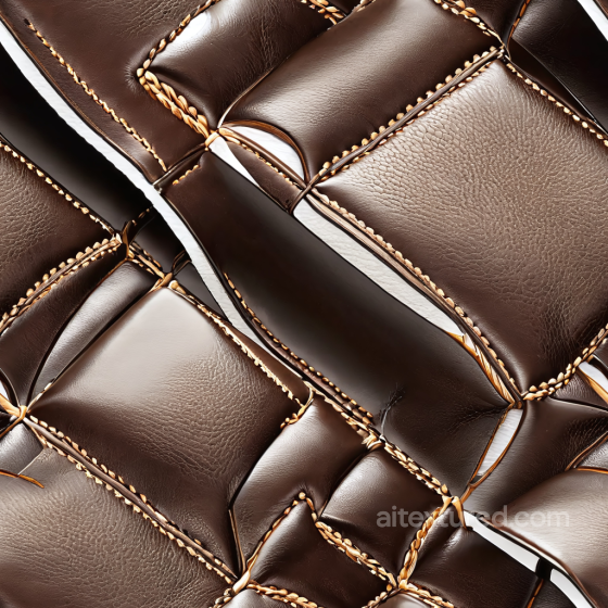 Quilted Dark Brown Leather PBR Texture with Fine Grain and Detailed Stitching Leather texture preview