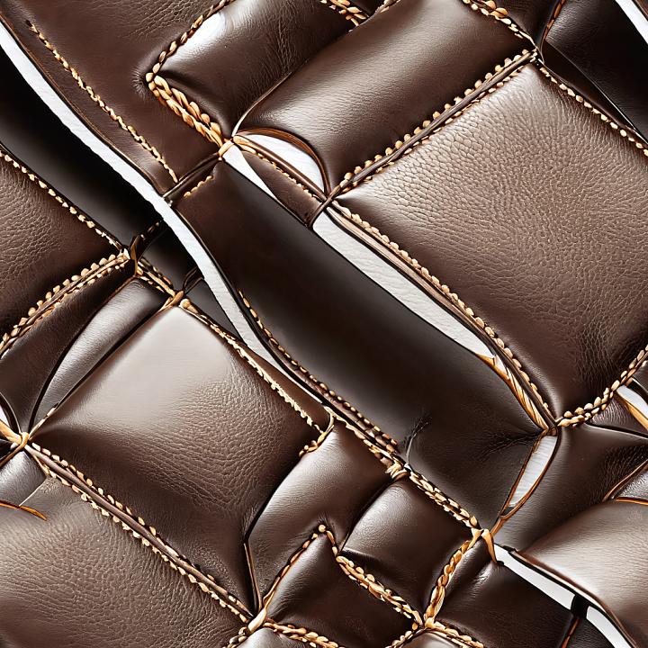 Quilted Dark Brown Leather with Fine Grain and Detailed Stitching seamless PBR texture preview