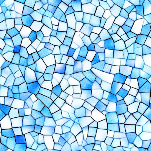 Seamless 3D PBR Mosaic Texture of Irregular Blue Ceramic Tiles texture preview