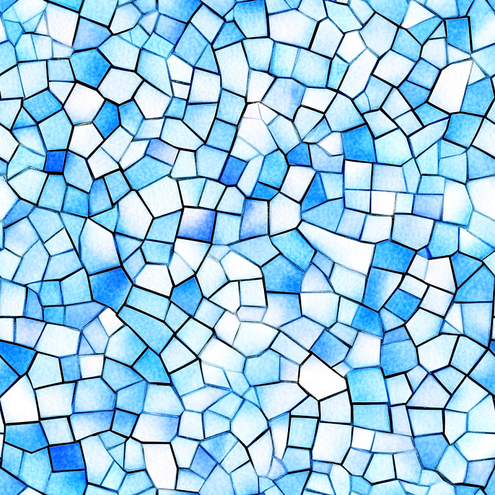 Mosaic of Irregular Blue Ceramic Tiles seamless PBR texture preview