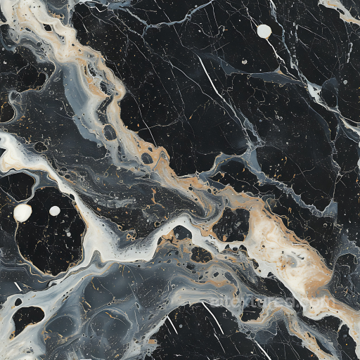 Black Marble PBR Texture with Beige and White Fluid Veins seamless Marble PBR texture