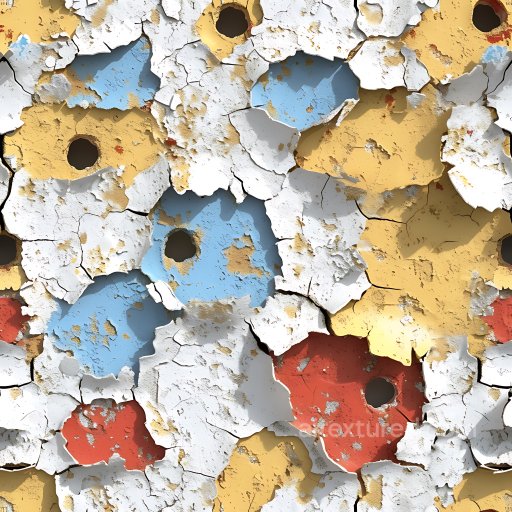 cracked and hole-damaged multi-color paint PBR texture seamless Cracked & Holes PBR texture