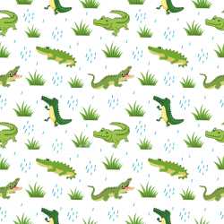 Pattern Bundle - Seamless 3D Pattern PBR Texture with Cartoon Crocodiles and Grass Motifs texture preview
