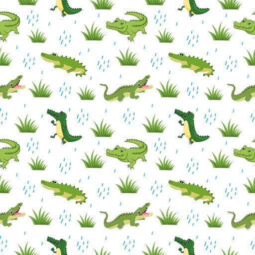 Pattern PBR Texture with Cartoon Crocodiles and Grass Motifs seamless Pattern Bundle PBR texture