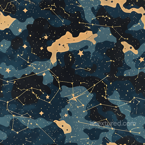 Cosmic Starry Camouflage PBR Texture with Constellation Motifs and Dark Blue Tones Color Camouflage texture preview