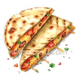 seamless Watercolor Style Quesadilla Breakfast Graphic with Cheese and Beans texture 8k free download PBR