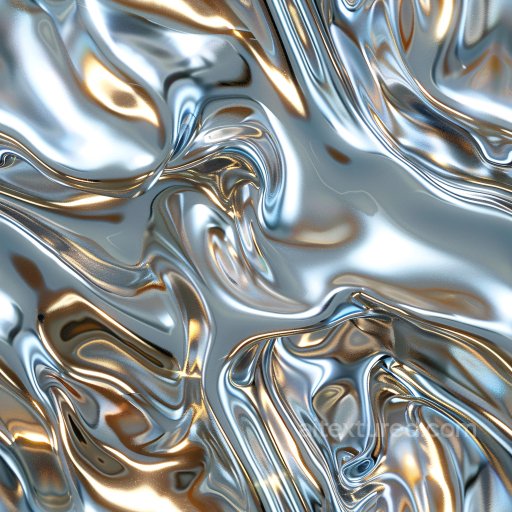 Seamless 3D PBR Texture of Glossy Liquid Metallic Blue and Warm Highlights texture preview