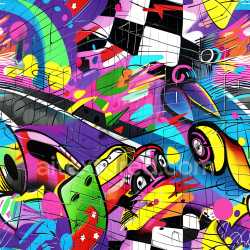 seamless Seamless 3D PBR Texture of Colorful Urban Graffiti on Wall Tiles texture 8k free download PBR