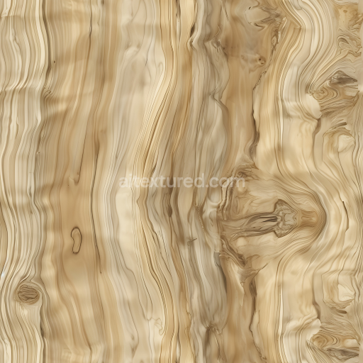 Seamless 3D PBR Texture of Smooth Light Wood with Flowing Grain and Knots