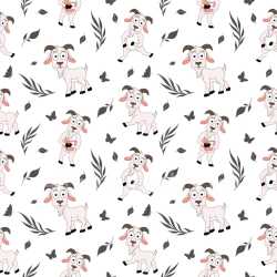 Pattern Bundle - Seamless 3D Pattern PBR Texture Featuring Playful Goat Characters and Botanical Motifs texture preview