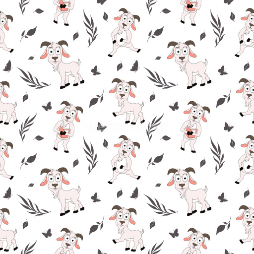 Pattern Bundle - Seamless 3D Pattern PBR Texture Featuring Playful Goat Characters and Botanical Motifs texture preview