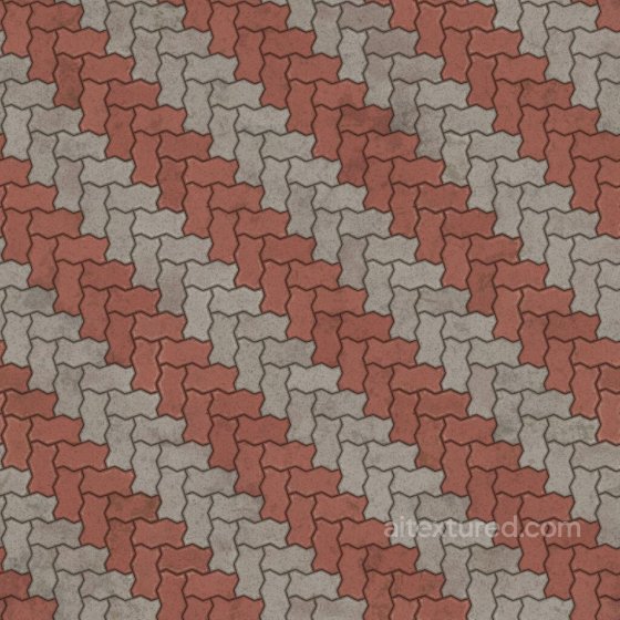 Zigzag Unipaver Blocks in Herringbone with Alternating Diagonals | Free PBR Brick texture preview