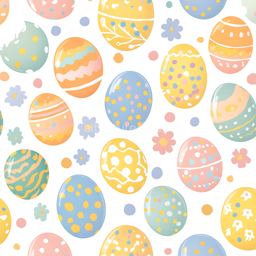 Seamless 3D PBR Texture of Colorful Easter Egg Pattern with Floral Accents
