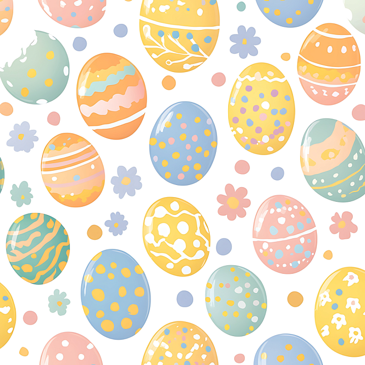 All Easter Digital paper of Colorful Easter Egg Pattern with Floral Acc… seamless PBR texture preview