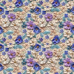 seamless Seamless 3D PBR Embroidered Floral Fabric Texture with Multicolor Flowers texture 8k free download PBR