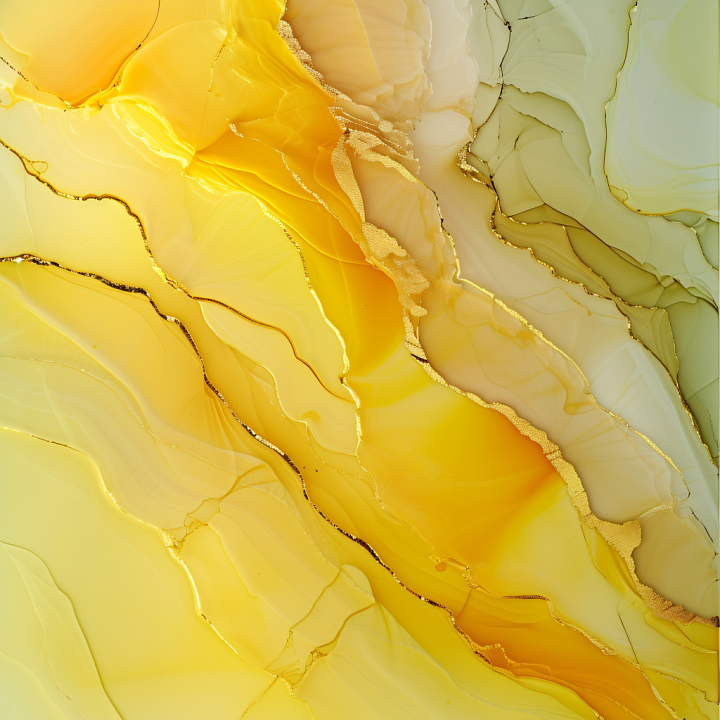 Alcohol Ink with Golden Yellow Fluid Swirls and Soft Marbling seamless PBR texture preview