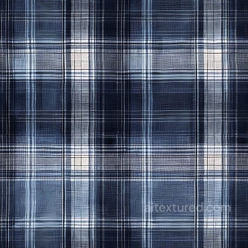 Seamless 3D PBR Texture of Blue and White Plaid Fabric with Fine Weave Detail texture preview