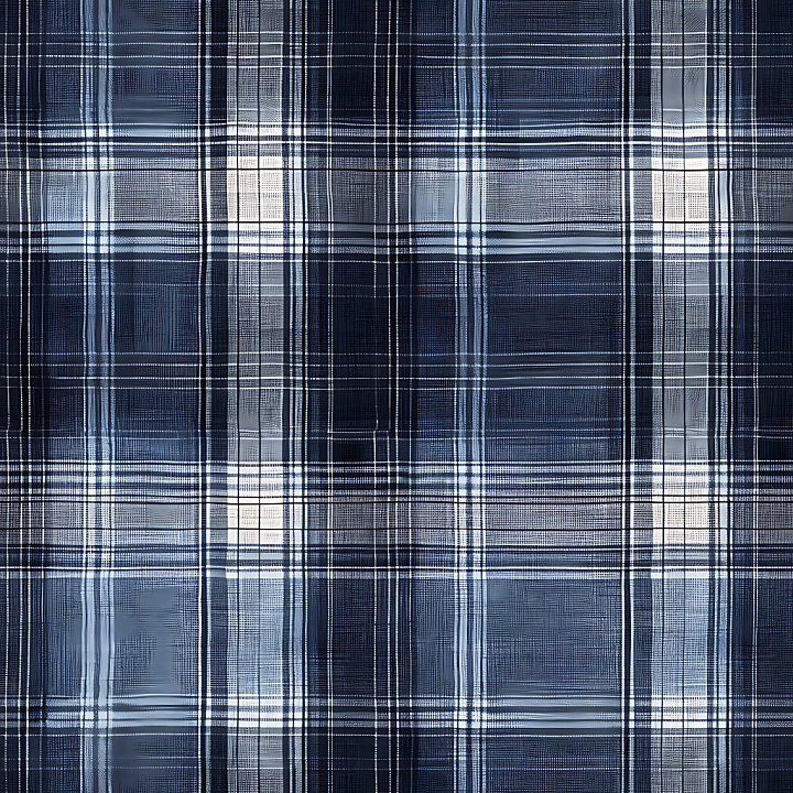 Blue and White Plaid Fabric with Fine Weave Detail seamless PBR texture preview