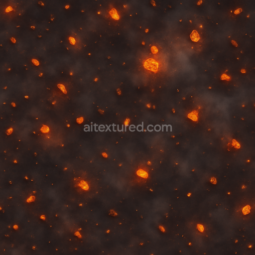 Seamless 3d texture pbr 8k hot embers with fire embers glow and smoke puff
