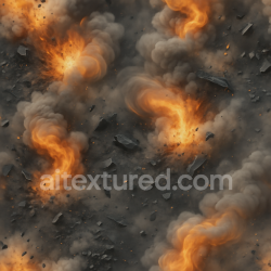 seamless Seamless 8k PBR 3d texture showing blast fragments with cinder pile and fire smoke texture 8k free download PBR