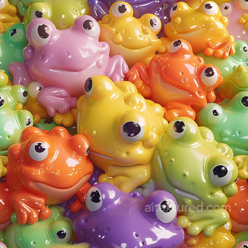 Inflated Vinyl Frogs PBR Texture with Glossy Multicolor Finish seamless Inflated PBR texture