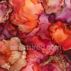seamless Seamless 3D Alcohol Ink PBR Texture Featuring Red and Gold Fluid Swirls texture 8k free download PBR