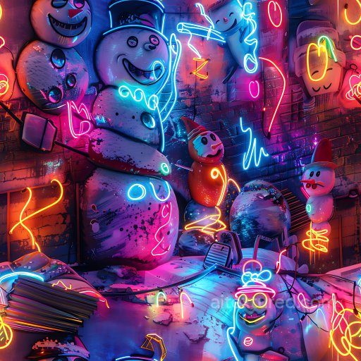 Seamless 3D PBR Graffiti Texture Featuring Neon Paint and Urban Decay on Bricks texture preview