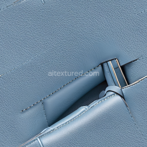 Seamless 3D Blue Pebbled Leather PBR Texture with Fine Grain and Stitch Details