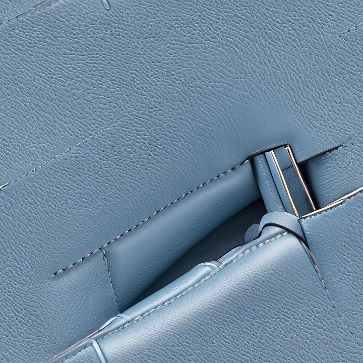 Blue Pebbled Leather with Fine Grain and Stitch Details seamless PBR texture preview