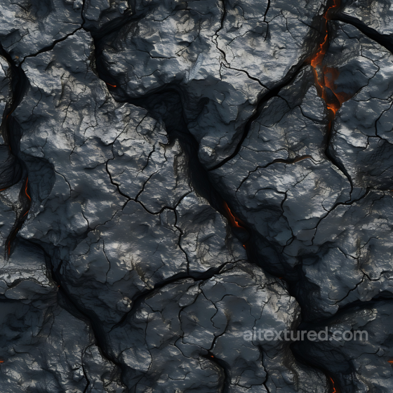 Stone Texture of Dark Cracked Volcanic Rock with Glowing Lava Veins Stone texture preview