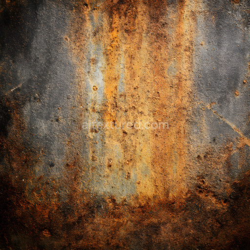 Seamless 3D Rusty Metal PBR Texture Featuring Pitted Surface and Corrosion Patterns