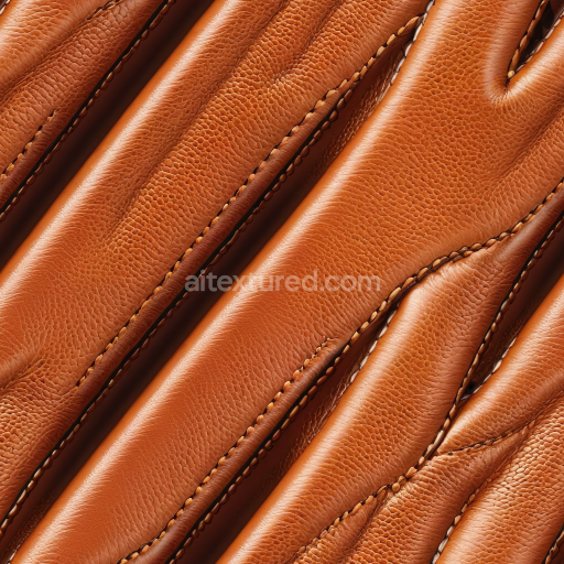 Seamless 3D PBR Texture of Pebbled Brown Leather with Detailed Stitches and Smooth Finish