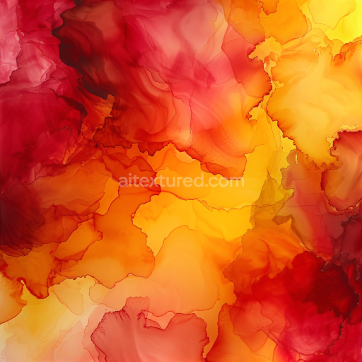 Seamless 3D Alcohol Ink PBR Texture with Fiery Red and Orange Fluid Swirls