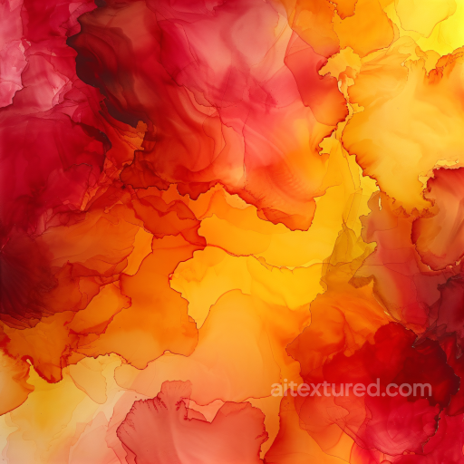 Alcohol Ink PBR Texture with Fiery Red and Orange Fluid Swirls seamless Alcohol ink PBR texture