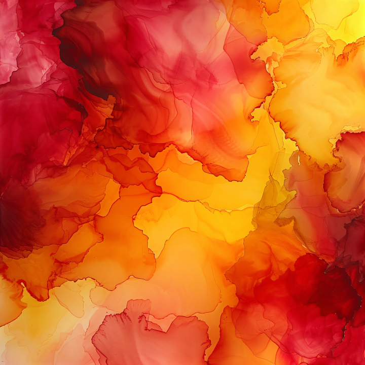Alcohol Ink with Fiery Red and Orange Fluid Swirls seamless PBR texture preview