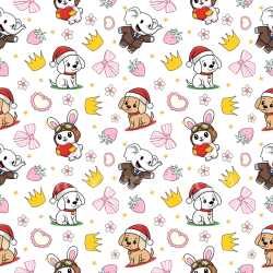 Pattern Bundle - Seamless 3D Pattern PBR Texture Featuring Cute Holiday Animals and Pastel Motifs texture preview